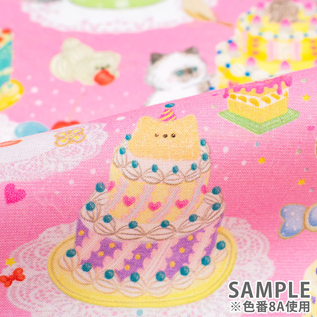 生地 22fabric -ニャンニャンファブリック- 10th collection クックキャッツ/ローン(DP-4440) 8A.ピンク 09Ac04j