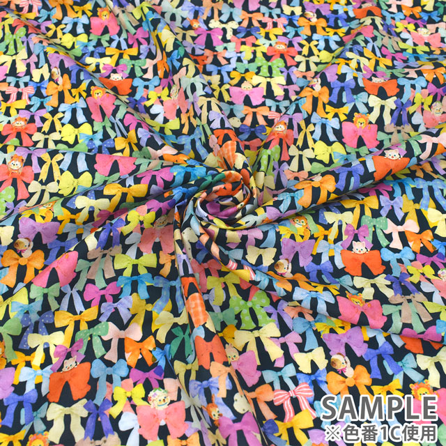 生地 22fabric -ニャンニャンファブリック- 6th collection リボンコレクター/ローン (DP-4425) 1A.白 09Ac04_