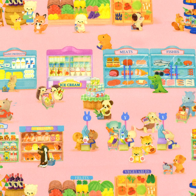 生地 22fabric -ニャンニャンファブリック- 6th collection ピッコロマーケット/ローン(DP-4425) 2B.ピンク 09Ac04_
