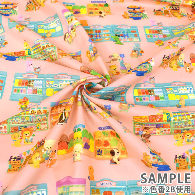 生地 22fabric -ニャンニャンファブリック- 6th collection ピッコロマーケット/ローン(DP-4425) 2B.ピンク 09Ac04_