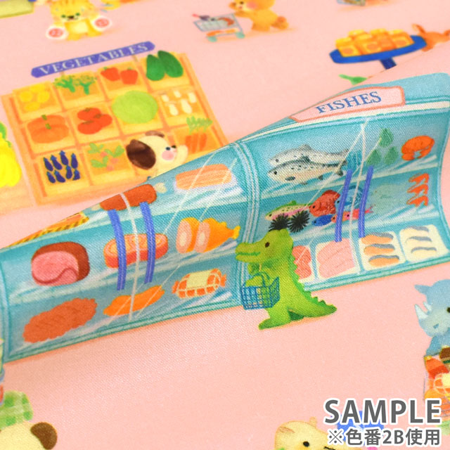 生地 22fabric -ニャンニャンファブリック- 6th collection ピッコロマーケット/ローン(DP-4425) 2B.ピンク 09Ac04_