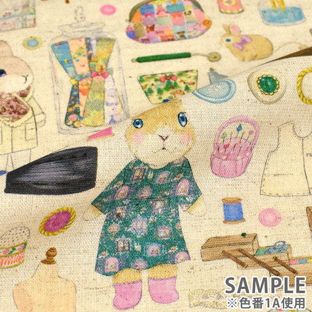 生地 22fabric -ニャンニャンファブリック- 6th collection ドレスメーカー/綿麻シーチング(DP-4856) 1A.白 09Ac04_