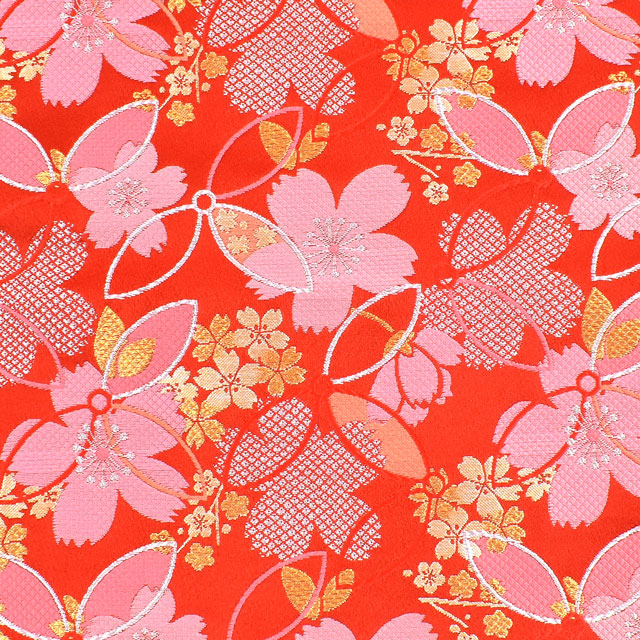 金襴生地 寿四丁2号 桜づくし(230-1843-2) 赤 09Bh18_