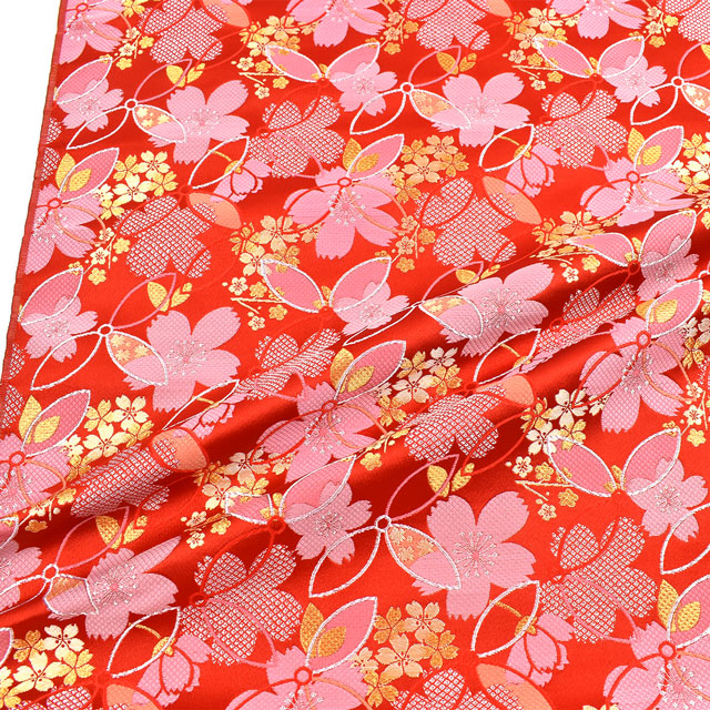 金襴生地 寿四丁2号 桜づくし(230-1843-2) 赤 09Bh18_