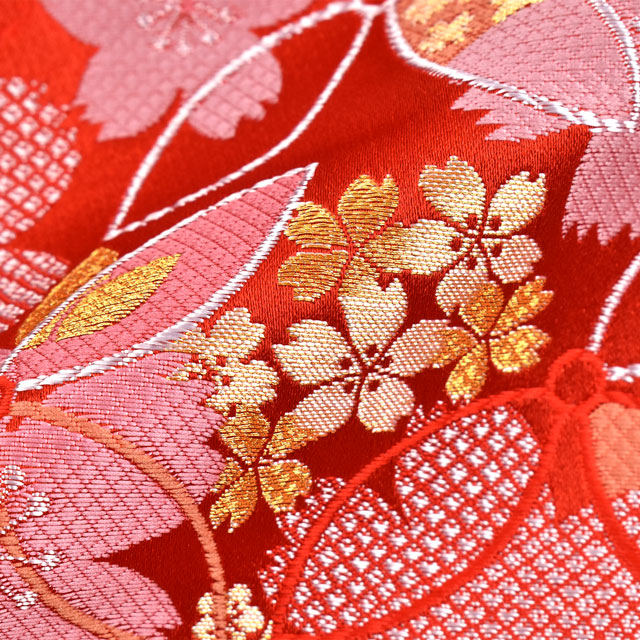 金襴生地 寿四丁2号 桜づくし(230-1843-2) 赤 09Bh18_