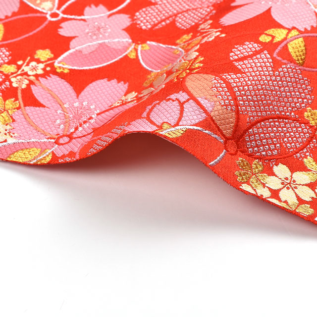 金襴生地 寿四丁2号 桜づくし(230-1843-2) 赤 09Bh18_