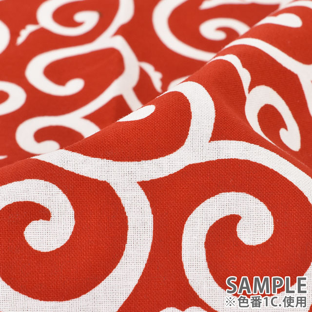 生地 唐草プリント 中(240103) 1A.緑 99Zz99_