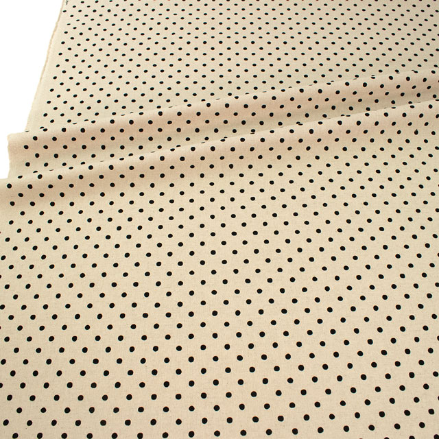 生地 綿麻キャンバス 水玉(288185) 5.ブラックドット 09Cu45_