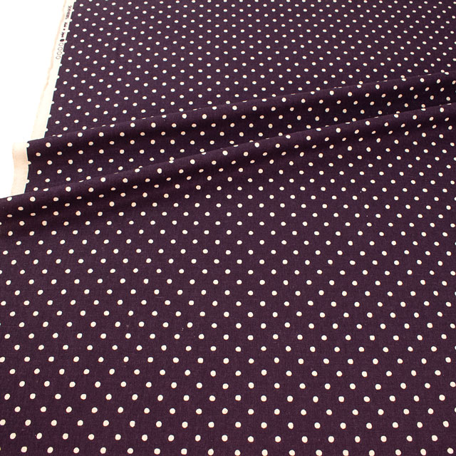 生地 綿麻キャンバス 水玉(288185) 15.パープル 09Cu45_