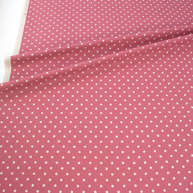生地 綿麻キャンバス 水玉(288185) 41.ストロベリーピンク 09Cu45_