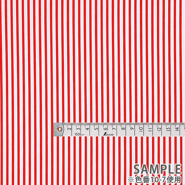 生地 ブロードストライプ(288190-10) 10-7.赤×白 09Bk23_