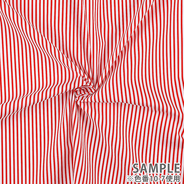 生地 ブロードストライプ(288190-10) 10-7.赤×白 09Bk23_