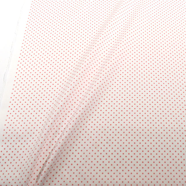 生地 水玉ブロード(288190-2) 2-30.白地×コーラルピンク 09Bk23_