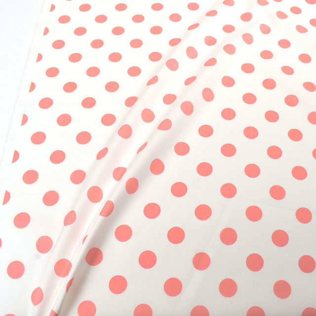 生地 水玉ブロード(288190-3) 3-30.白地×コーラルピンク 09Bk23_