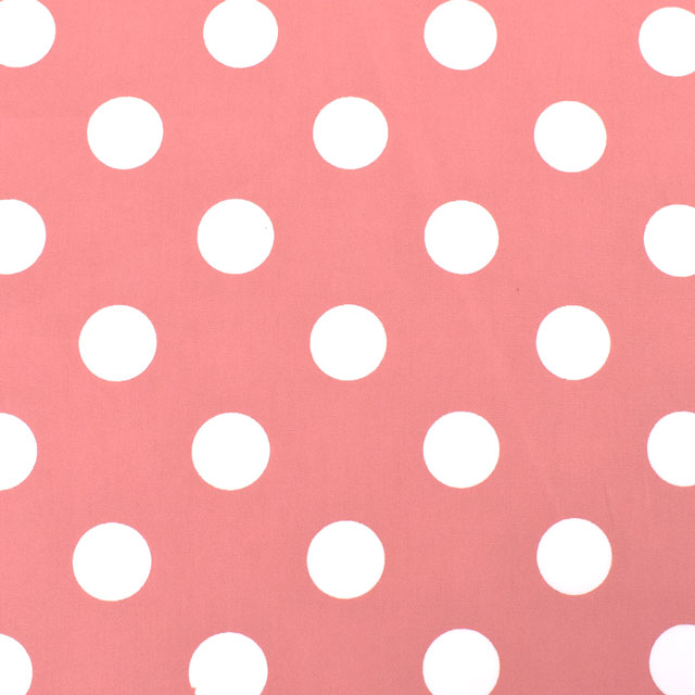 生地 水玉ブロード(288190-3) 3-9.コーラルレッド×白 09Bk23_
