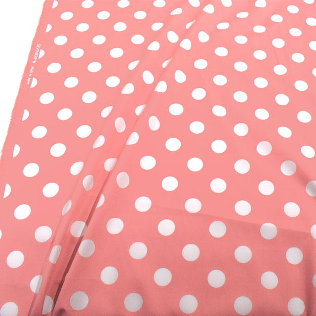 生地 水玉ブロード(288190-3) 3-9.コーラルレッド×白 09Bk23_