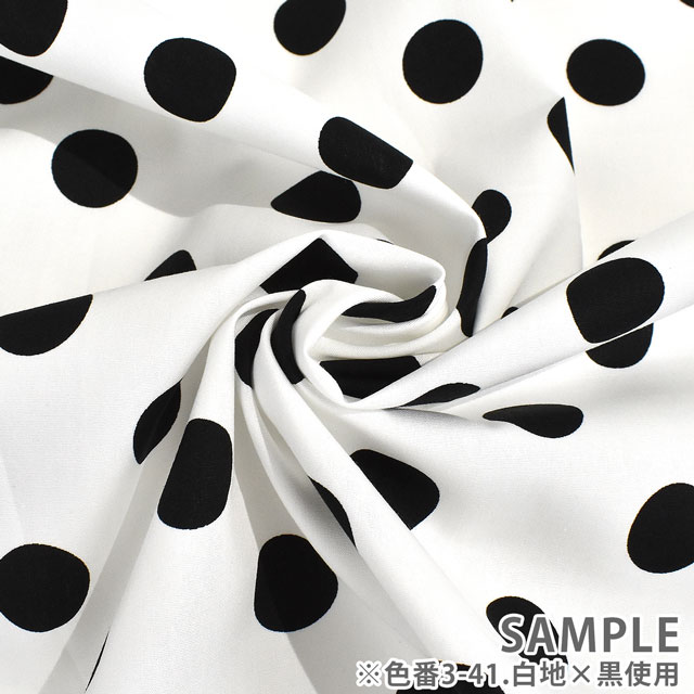 生地 水玉ブロード(288190-3) 3-30.白地×コーラルピンク 09Bk23_