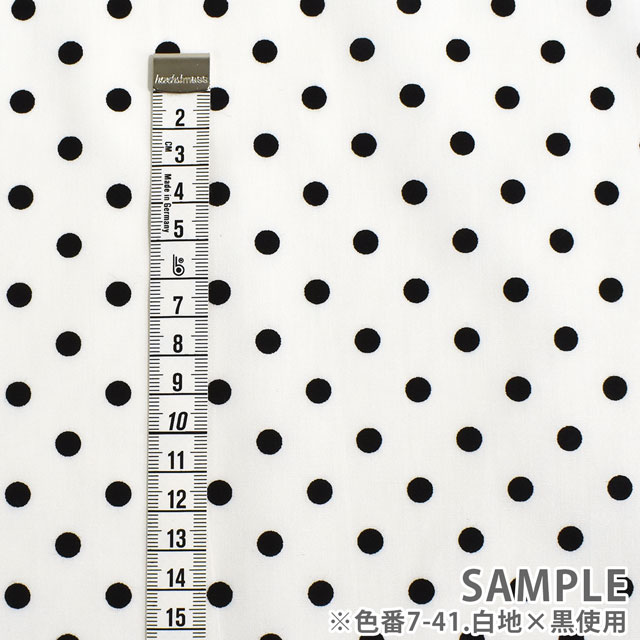 生地 水玉ブロード(288190-7) 7-9.コーラルレッド×白 09Bk23_