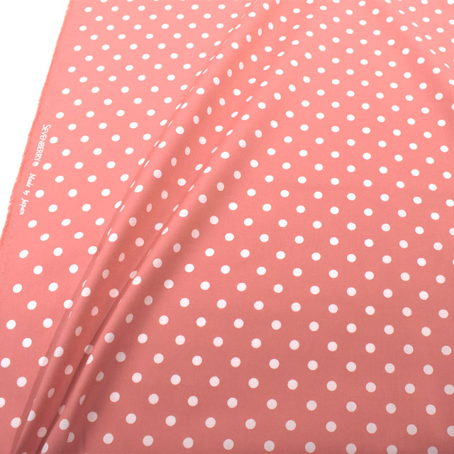 生地 水玉ブロード(288190-7) 7-9.コーラルレッド×白 09Bk23_