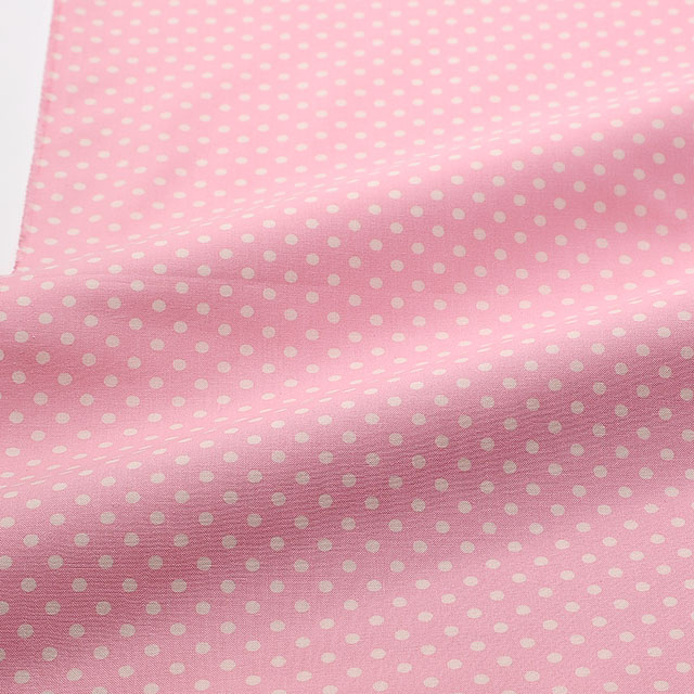 生地 水玉シーチング(288198) 3.ピンク地×生成 09Bk23_