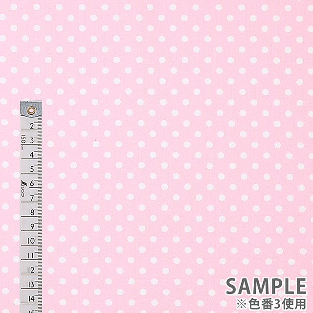 生地 水玉シーチング(288198) 3.ピンク地×生成 09Bk23_