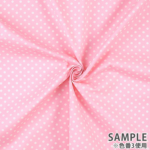 生地 水玉シーチング(288198) 3.ピンク地×生成 09Bk23_