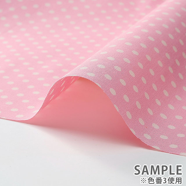 生地 水玉シーチング(288198) 3.ピンク地×生成 09Bk23_