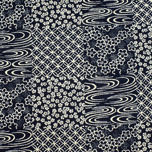 生地 ムラ糸和調柄（288223） 15.桜・梅・七宝・観世水 09Ag17_