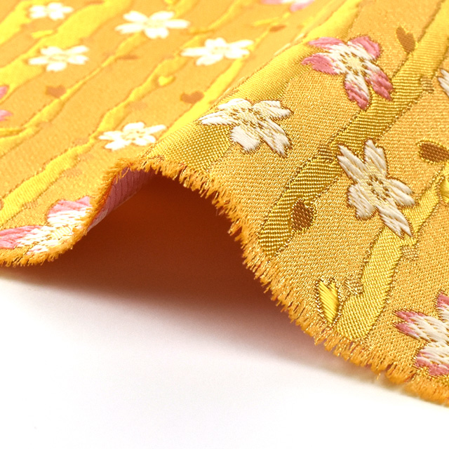 金襴生地 洛レイ胴入 舞桜(297-10167) 黄色 09Bh18_