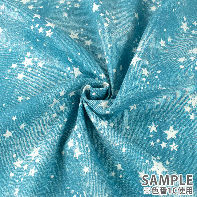 生地 オックスプリント デニム風星柄(3003) 1D.グレー 09Ae99_
