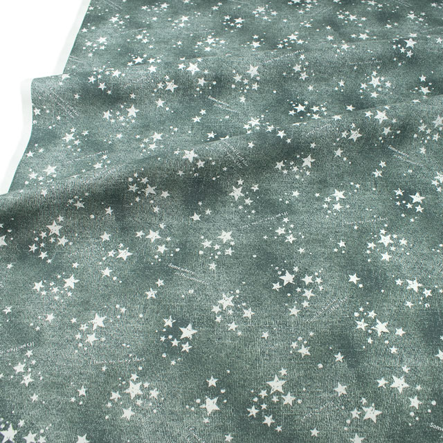 生地 オックスプリント デニム風星柄(3003) 1D.グレー 09Ae99_