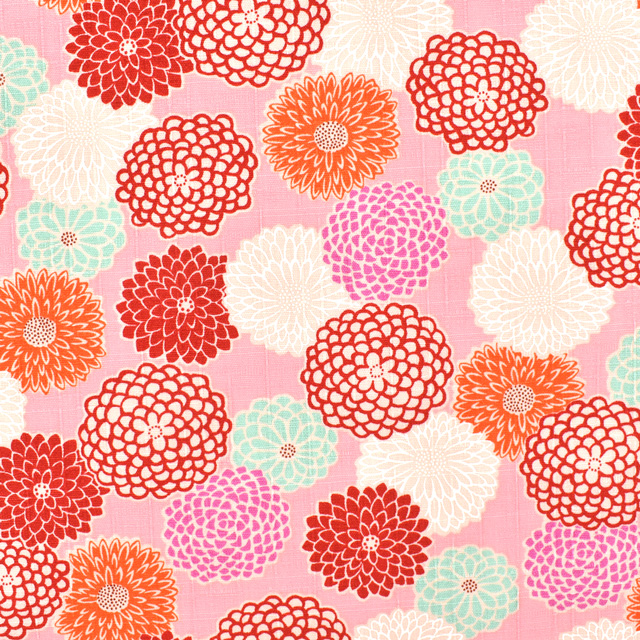 生地 和柄ドビープリント 丸菊文様(321-170) 3-A.ピンク 99Zz99_