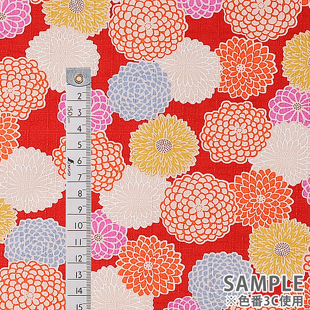 生地 和柄ドビープリント 丸菊文様(321-170) 3-A.ピンク 99Zz99_