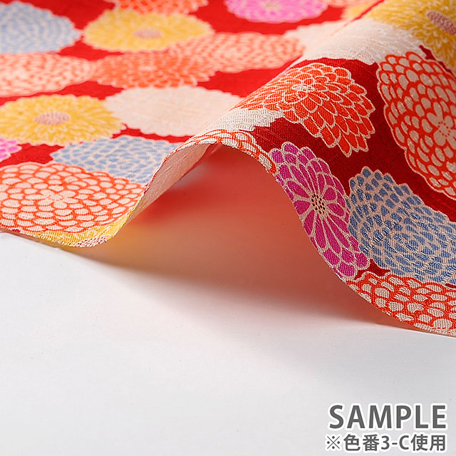 生地 和柄ドビープリント 丸菊文様(321-170) 3-A.ピンク 99Zz99_