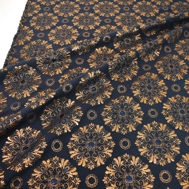 ジャガード生地 カラーストーンJQ(33242) 1.ネイビー 10Aa01_