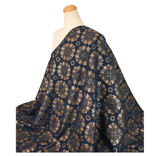 ジャガード生地 カラーストーンJQ(33242) 1.ネイビー 10Aa01_