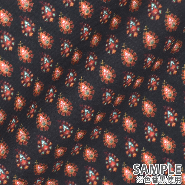 生地 イペカ ヴィオレット レーヨンPT エスニック柄(34-1708) 86924-C.ブラック 99Zz99_