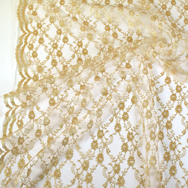 生地 ラメラッセルレース(3618G) 2.白×ゴールド 10Ac04_