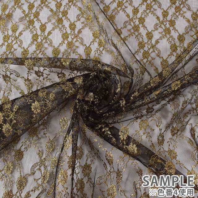 生地 ラメラッセルレース(3618G) 2.白×ゴールド 10Ac04_