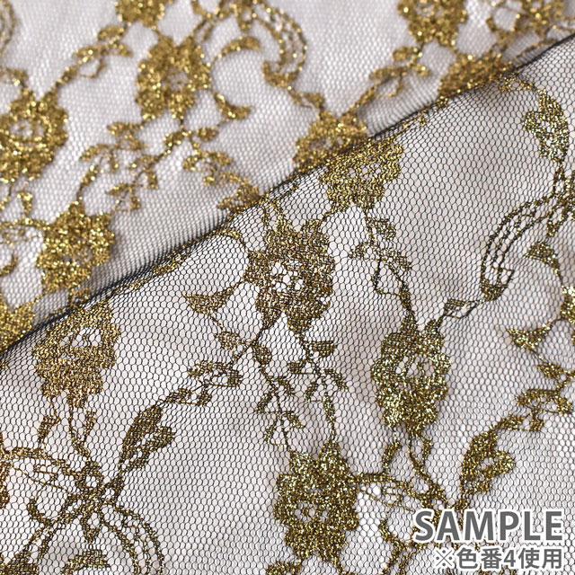 生地 ラメラッセルレース(3618G) 2.白×ゴールド 10Ac04_