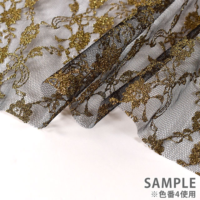 生地 ラメラッセルレース(3618G) 2.白×ゴールド 10Ac04_