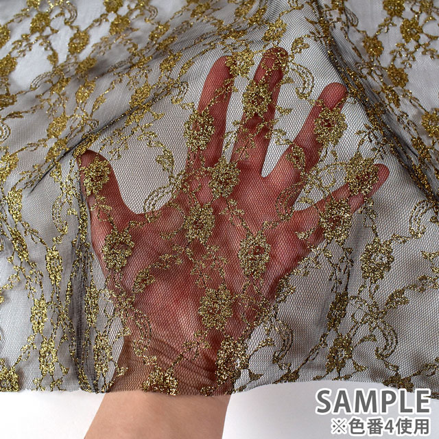 生地 ラメラッセルレース(3618G) 2.白×ゴールド 10Ac04_