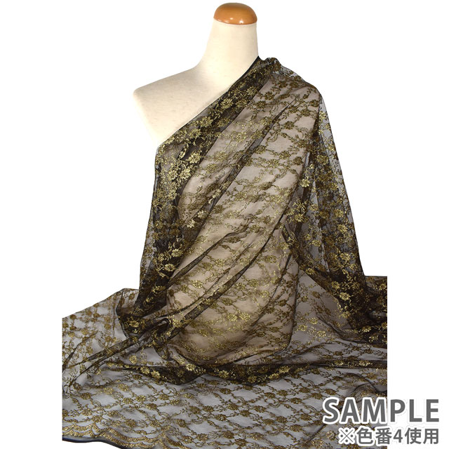 生地 ラメラッセルレース(3618G) 2.白×ゴールド 10Ac04_