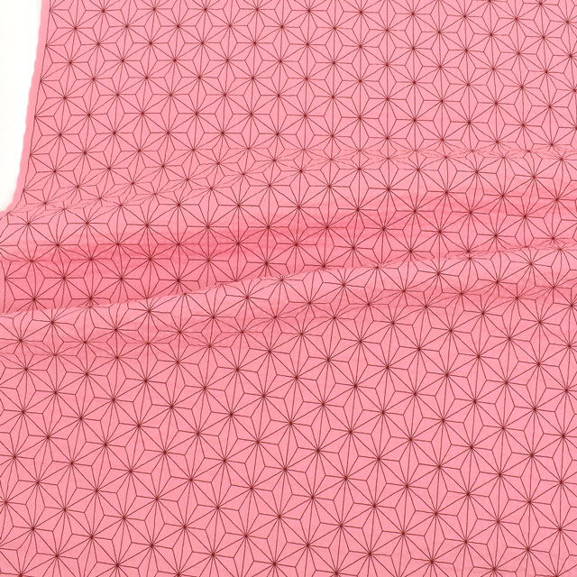 生地 和風リップルプリント 麻の葉(38091) ピンク 99Zz99_