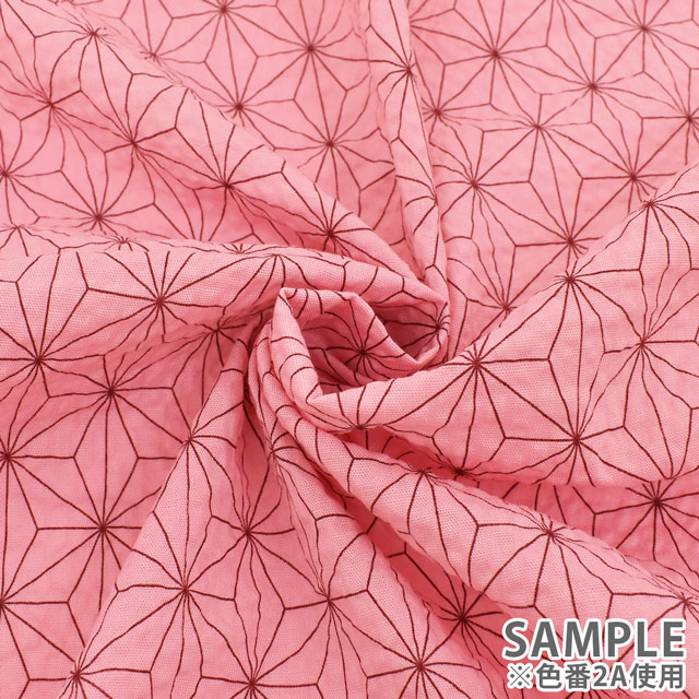 生地 和風リップルプリント 麻の葉(38091) ピンク 99Zz99_