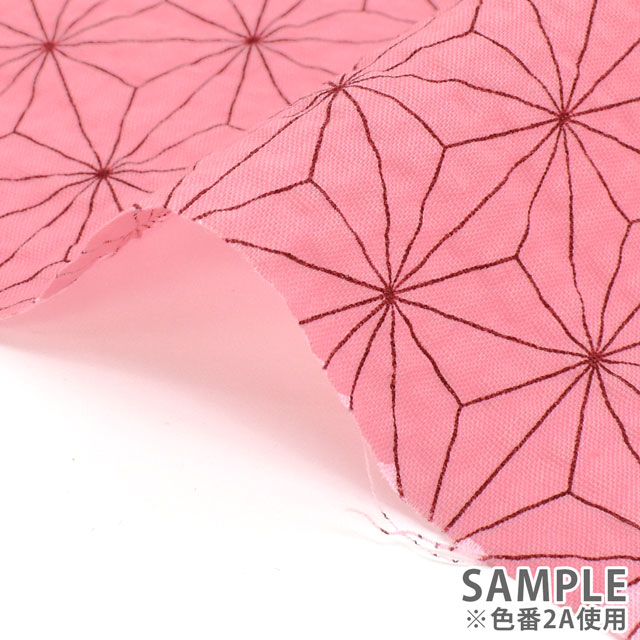 生地 和風リップルプリント 麻の葉(38091) ピンク 99Zz99_