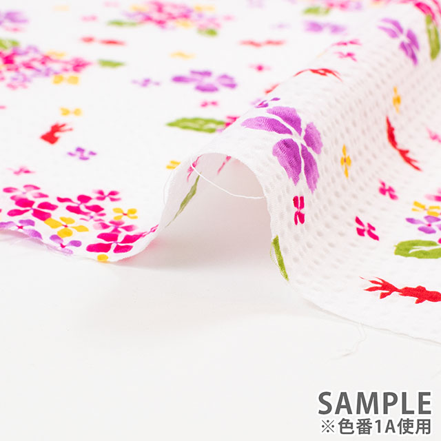 生地 リップルプリント 金魚とあじさい(38150) 1A.オフ 09Ae99_