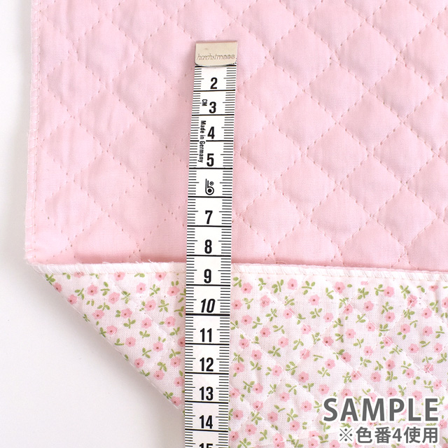 キルティング生地 リバーシブルキルト 無地×小花(4800) 1.キナリ(カス残し)×赤小花 09Bi20_