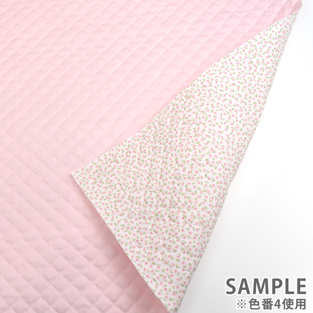 キルティング生地 リバーシブルキルト 無地×小花(4800) 1.キナリ(カス残し)×赤小花 09Bi20_