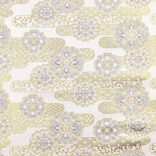 金襴生地 洛レイ四丁3号 雲花紋(4813) 白パール 09Bh18_